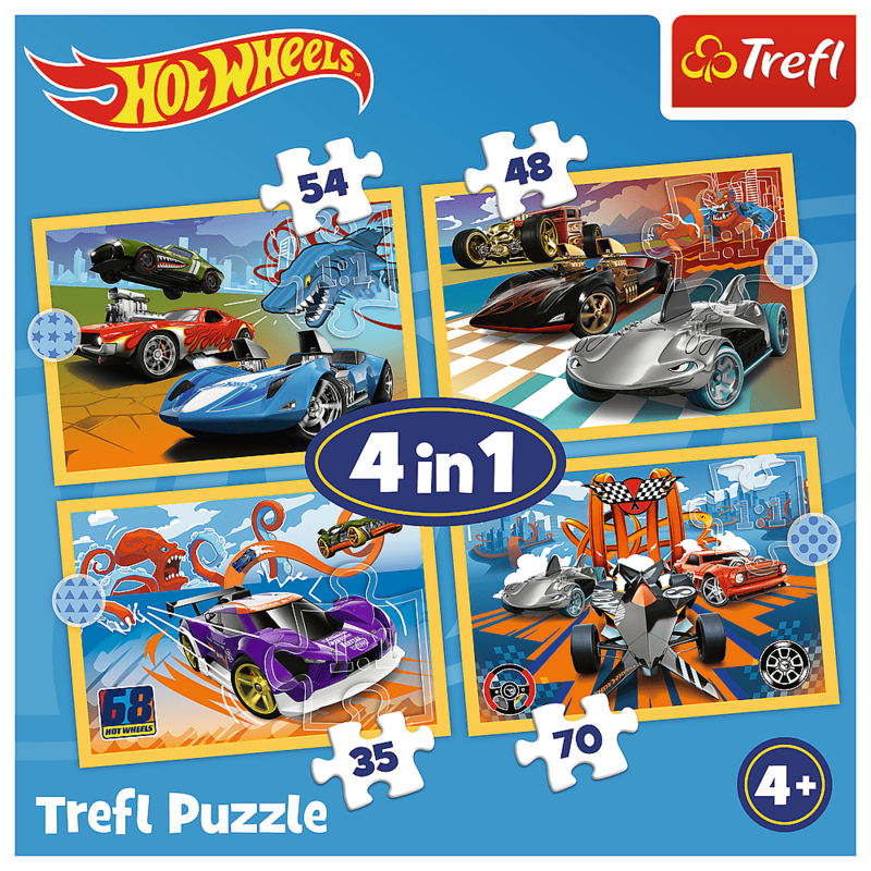 TREFL - Puzzle 4v1 - Vozidla Hot Wheels / Hot Wheels