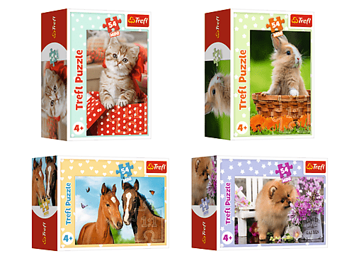 TREFL -  Puzzle 54 mini - Kůň, králík, pes a kočka