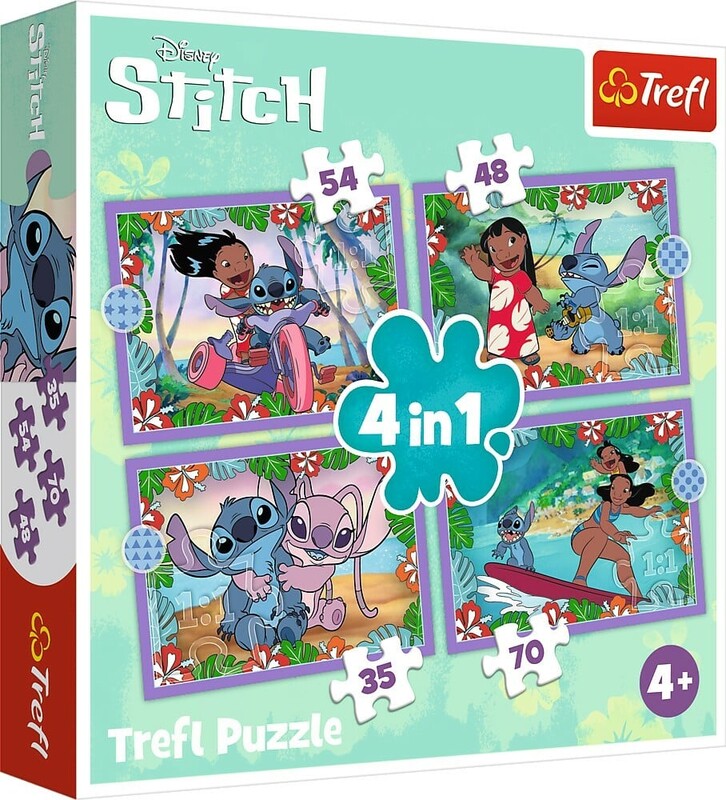 TREFL - Puzzle Lilo&Stitch: Bláznivý den 4v1 (35,48,54,70 dílků)