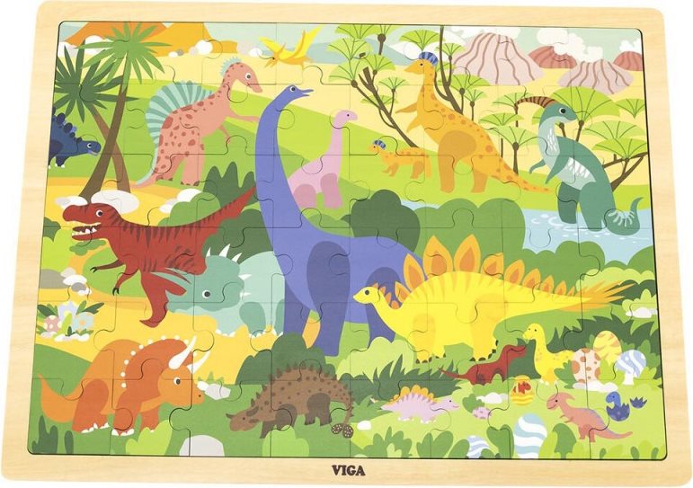 VIGA - Dřevěné puzzle Dinosaurus 48ks