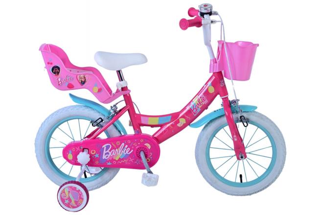 VOLARE - Dětské kolo Barbie - Dívčí - 14 palcové - Růžové - Dvě ruční brzdy