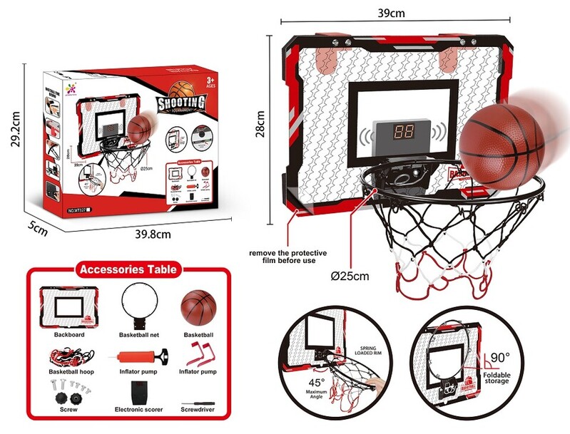 WIKY - Koš basketbalový s počítadlem a míčem 39x28cm