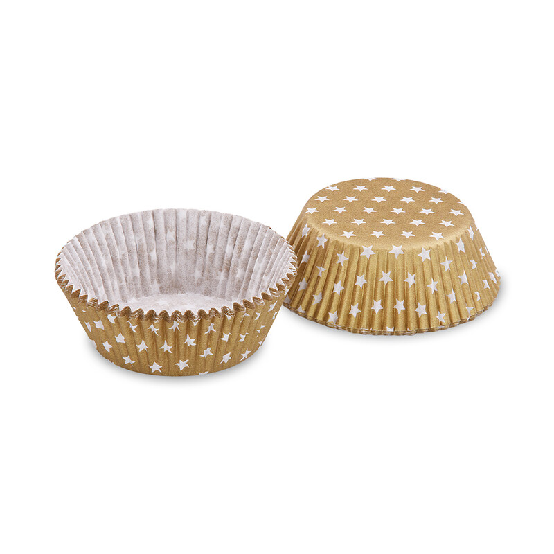 WIMEX - Cukrářské košíčky zlaté s bílými hvězdičkami O 50 x 30 mm (40ks)