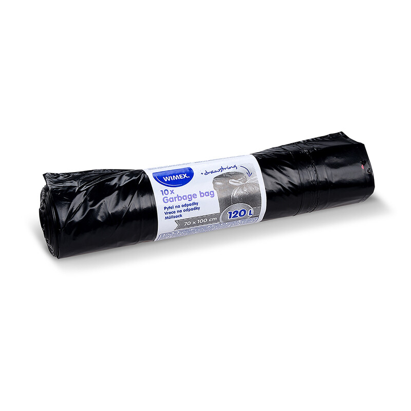 WIMEX - Pytel na odpadky (LDPE) zatahovací černý 70 x 100 cm 120L [10 ks]