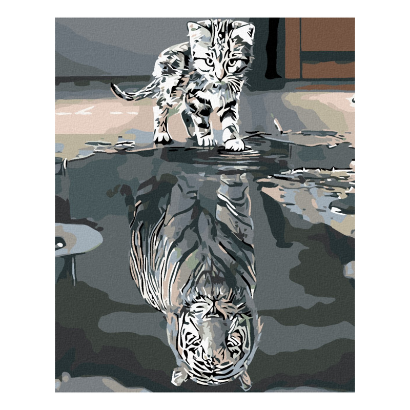 ZUTY - Diamantové malování (s rámem) - Kotě nebo tygr